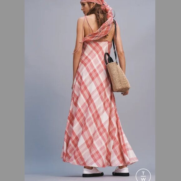 Polo Ralph Lauren Pink and Cream Maxi Length Plaid Dress Size 12 - Picture 7 of 7